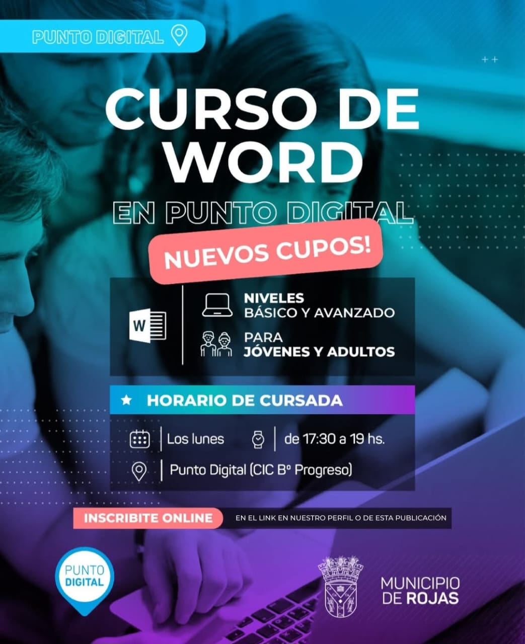 Nuevos cupos para el curso de Word en el Punto Digital del CIC B° Progreso