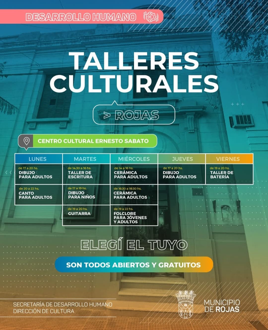 Rojas actualiza los horarios de sus talleres culturales y deportivos