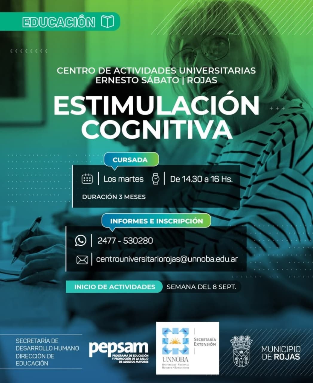 Taller de estimulación cognitiva inicia el 8 de septiembre: inscripciones abiertas