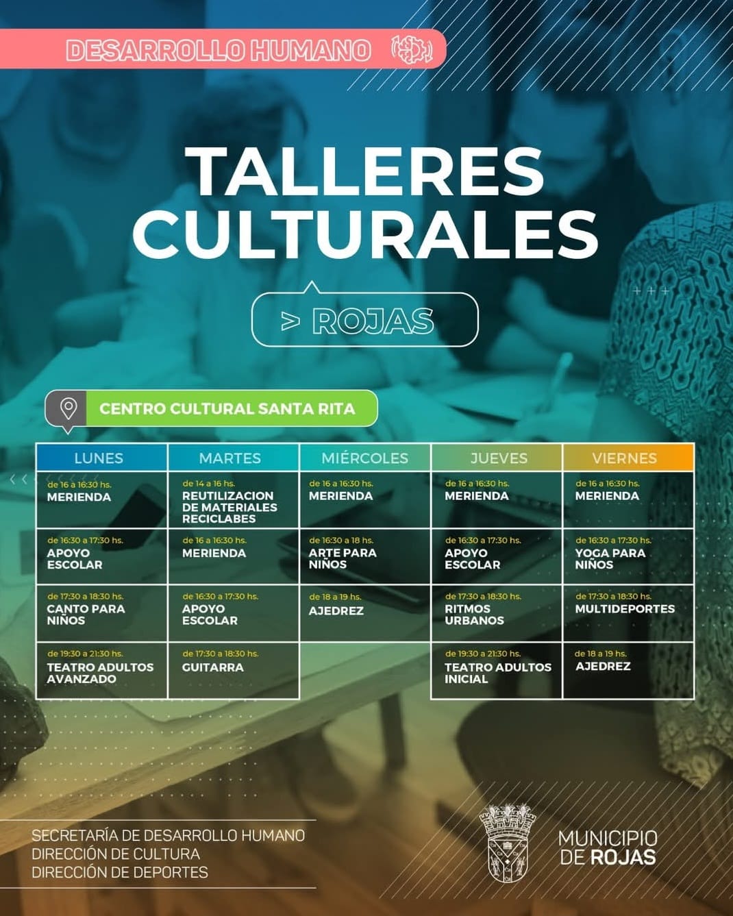 Rojas actualiza los horarios de sus talleres culturales y deportivos