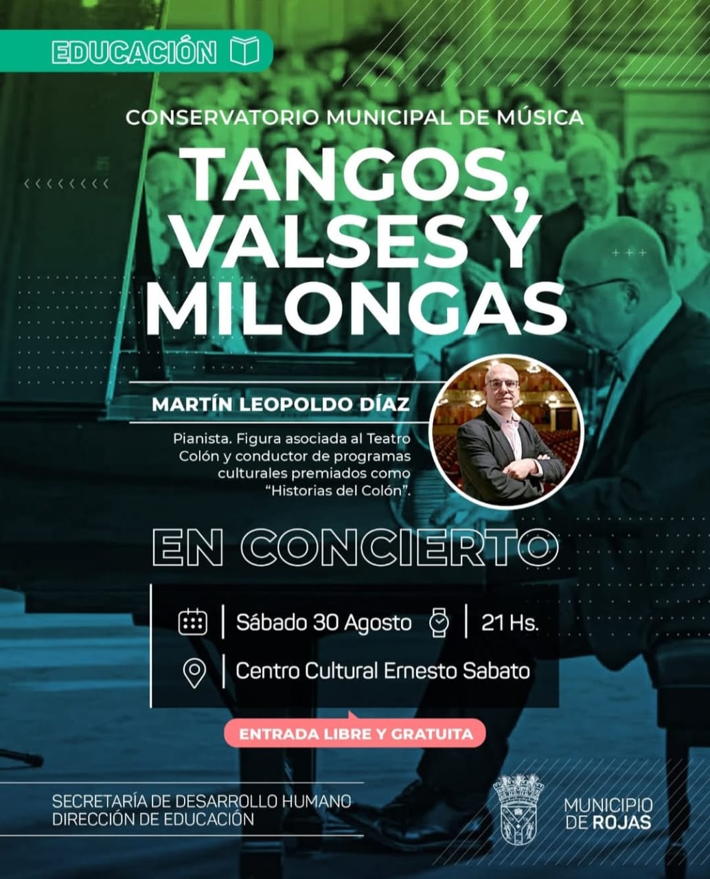 Martín Leopoldo Díaz presenta un concierto gratuito de Tangos, Valses y Milongas en Buenos Aires