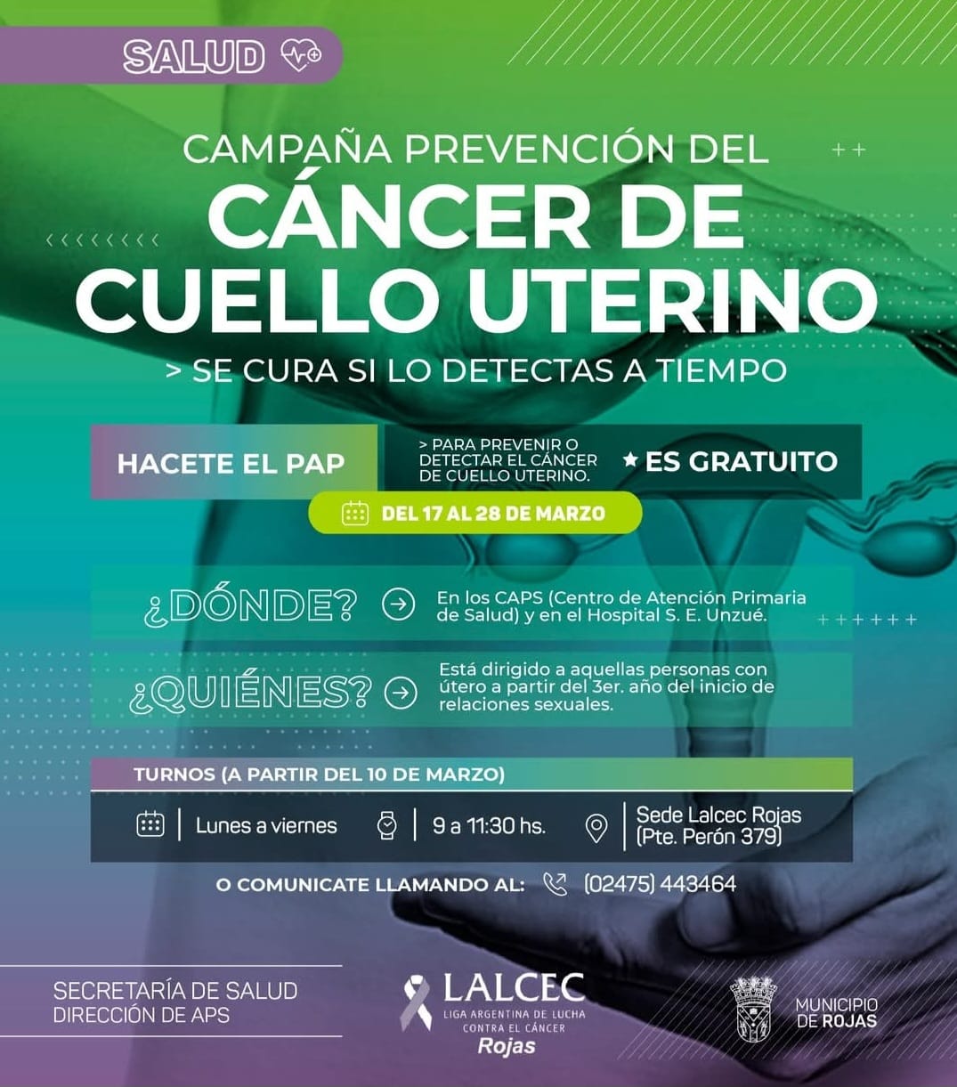 Campaña gratuita de prevención del cáncer de cuello uterino en Rojas