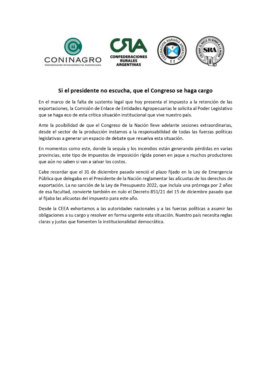 Comunicado de la CEEA : &ldquo;Si el Presidente no escucha, que el congreso se haga cargo&rdquo;