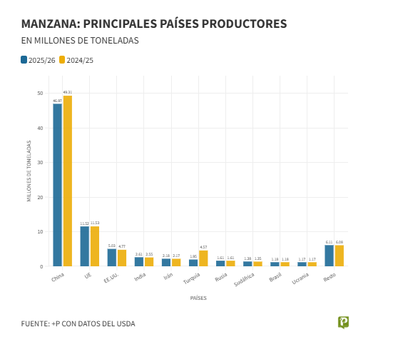 La cosecha global de manzanas toca un piso histórico y reordena el comercio internacional
