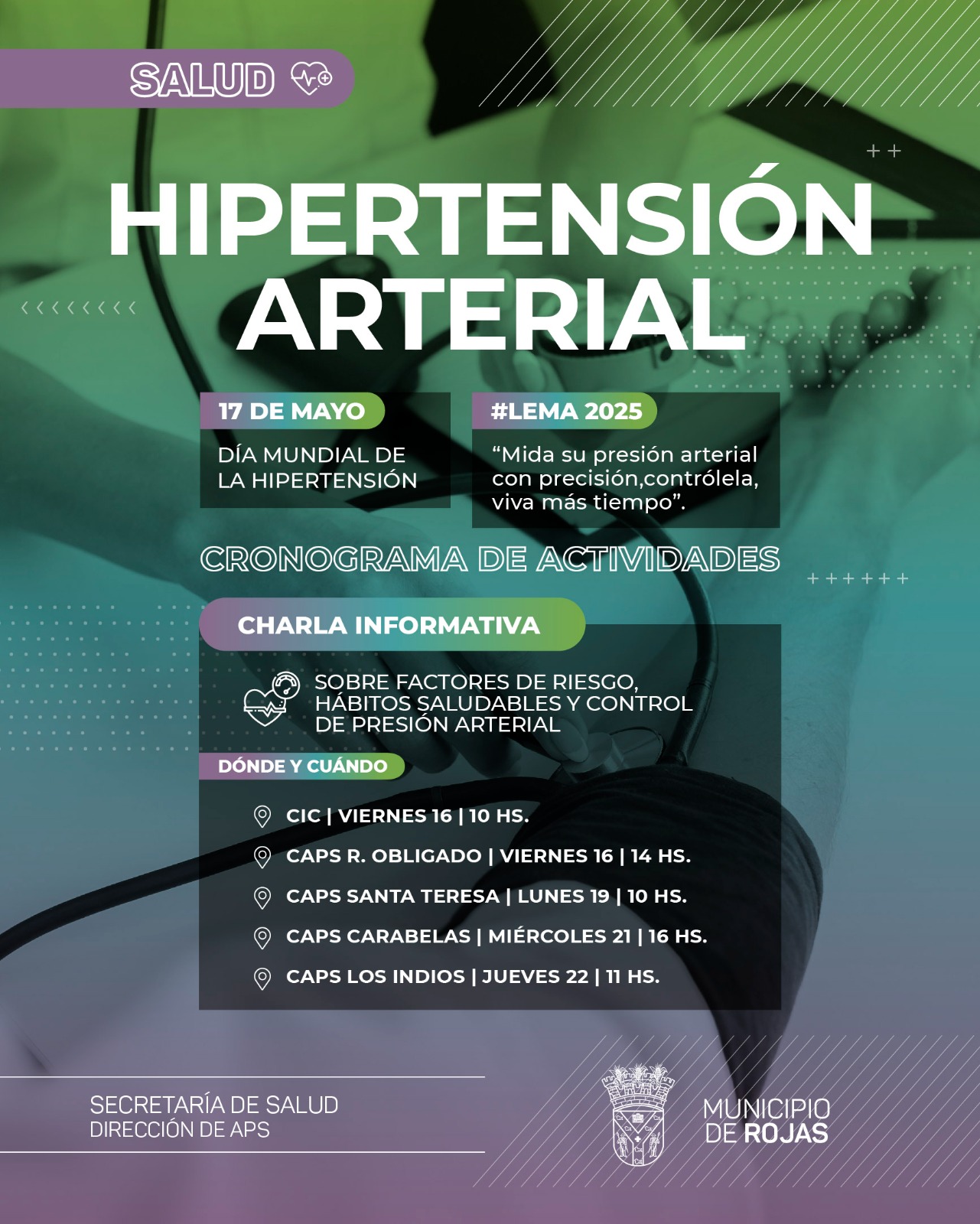 Semana de la Hipertensión Arterial: actividades para informar, prevenir y cuidar la salud en Rojas